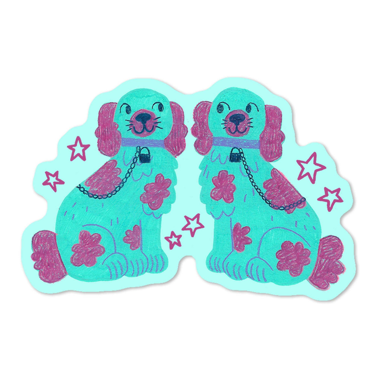Kitsch Staffordshire Dogs Vinyl Sticker