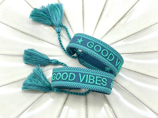GOOD VIBES statement bracelet woven, embroidered