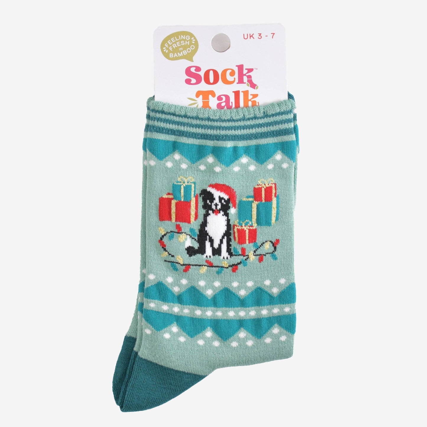 Christmas Border Collie Women's Bamboo Socks