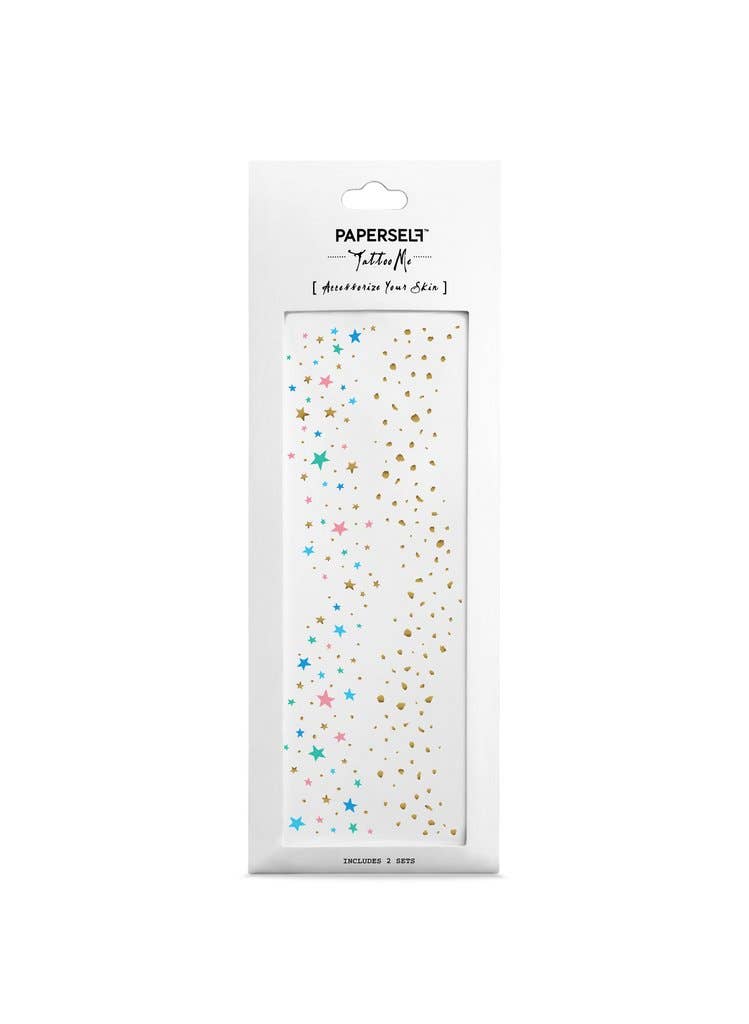 alternative beauty idea, metallic gold freckles transfer tattoos pack of 2