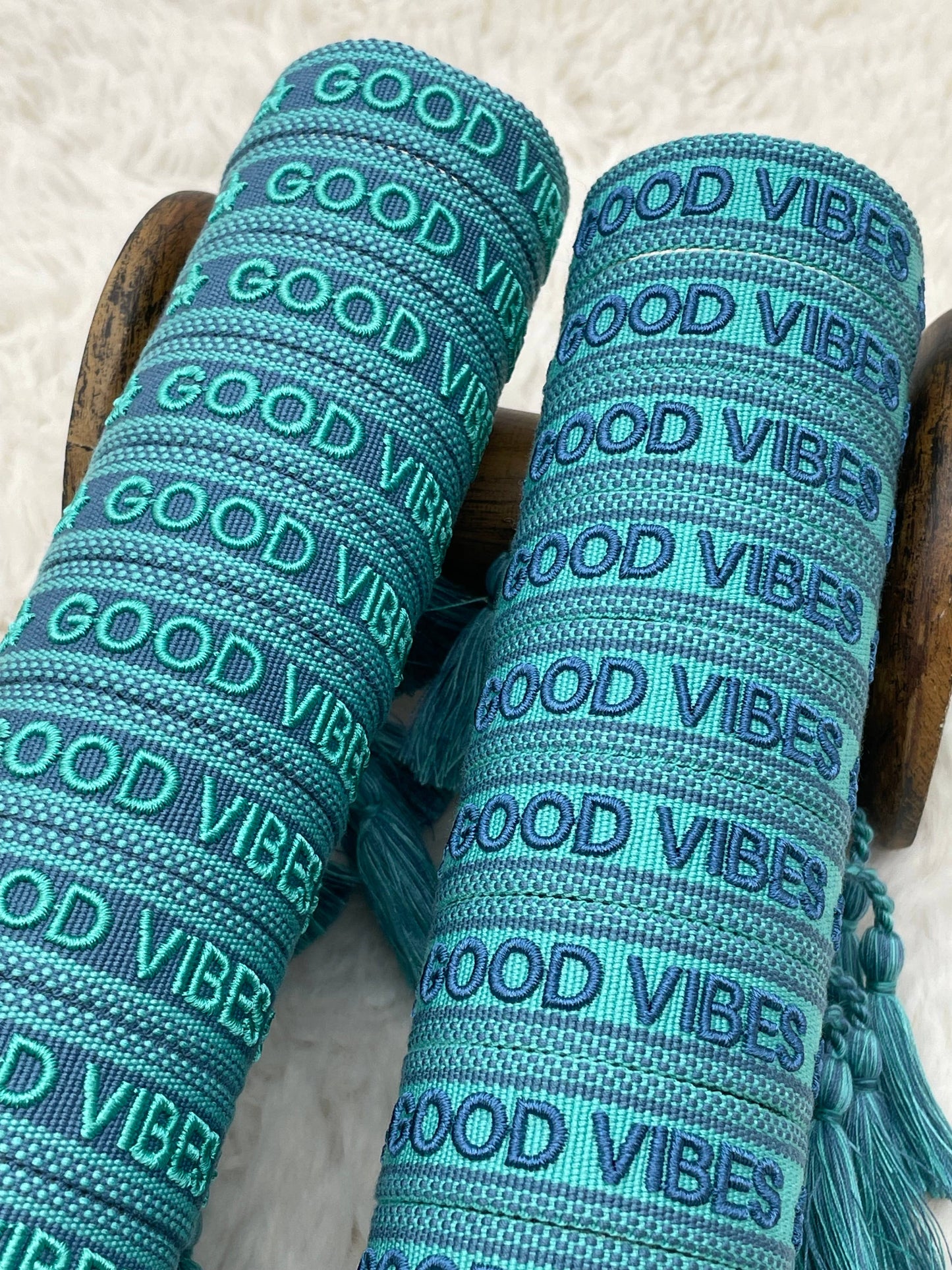 GOOD VIBES statement bracelet woven, embroidered