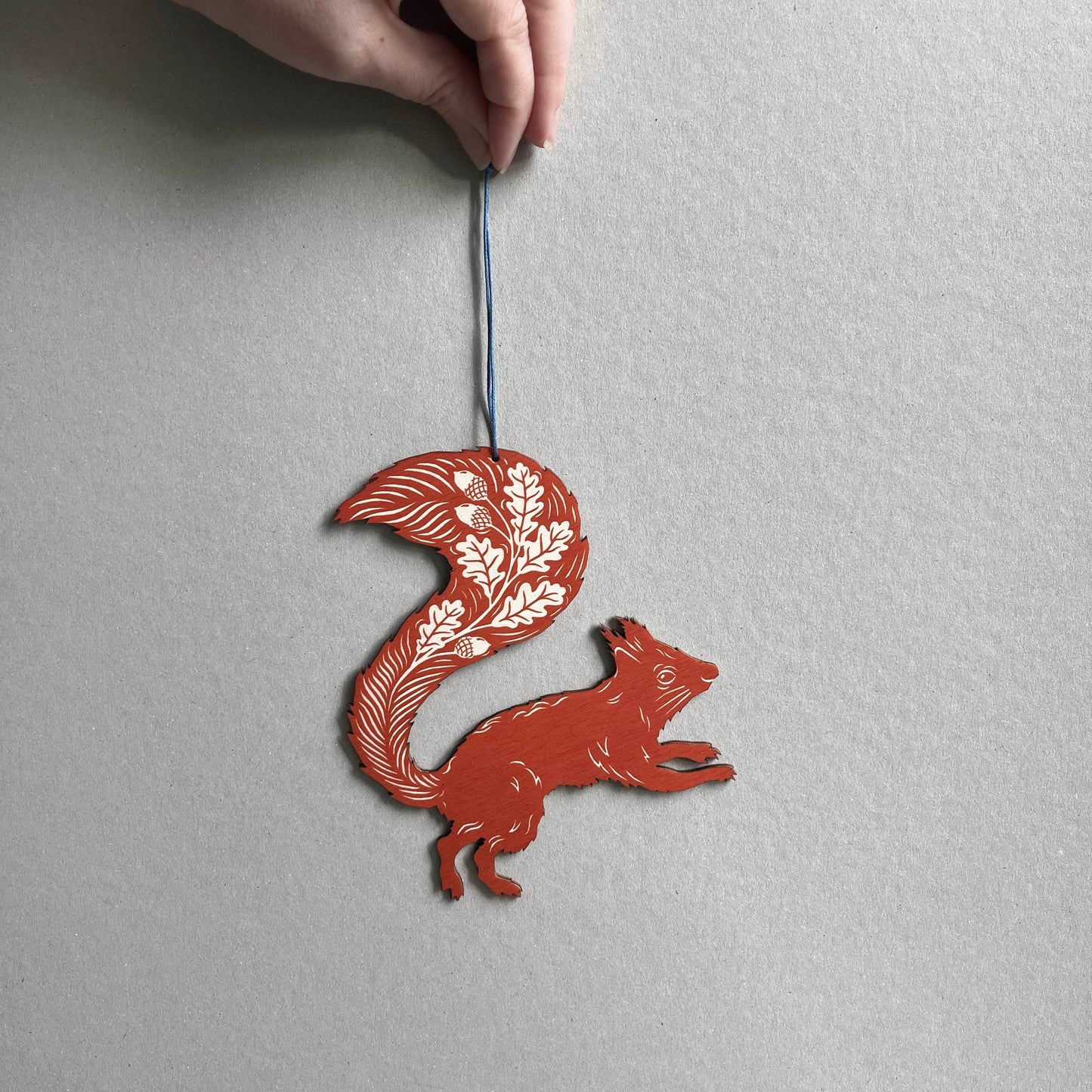 Squirrel - Rusty Red Screen printed Wooden Decoration