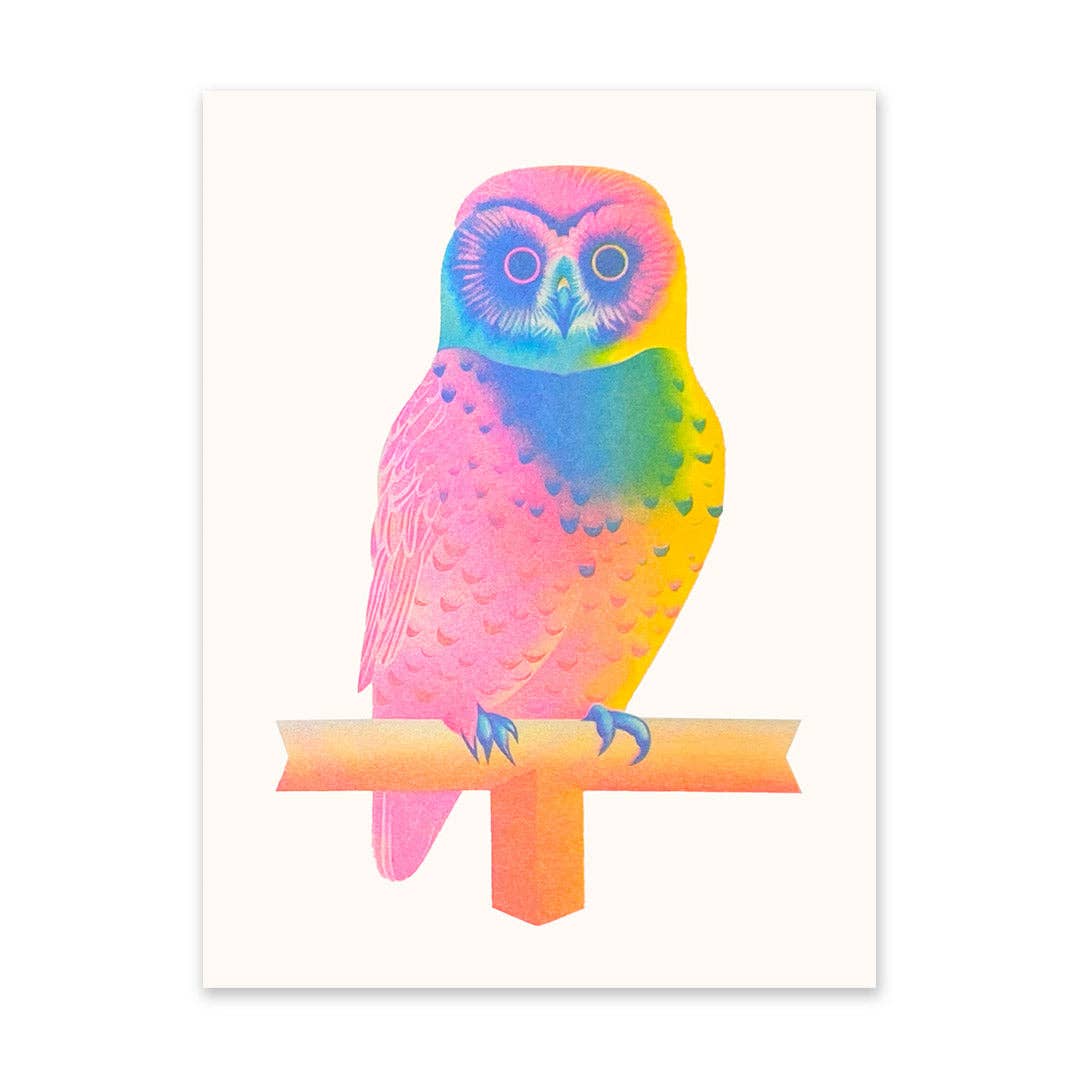 Neon Owl Riso Print
