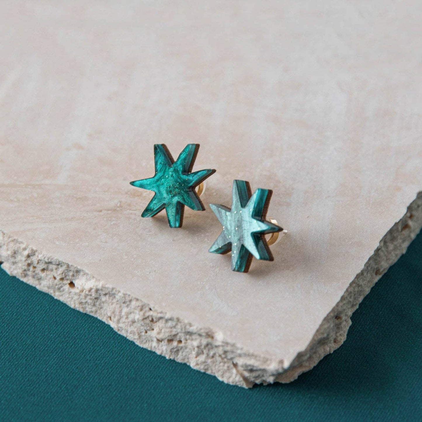 Marble Lilac Hand Drawn Star Studs