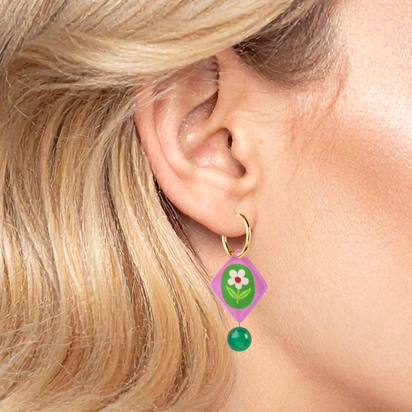Pink Charm Hoop Earrings