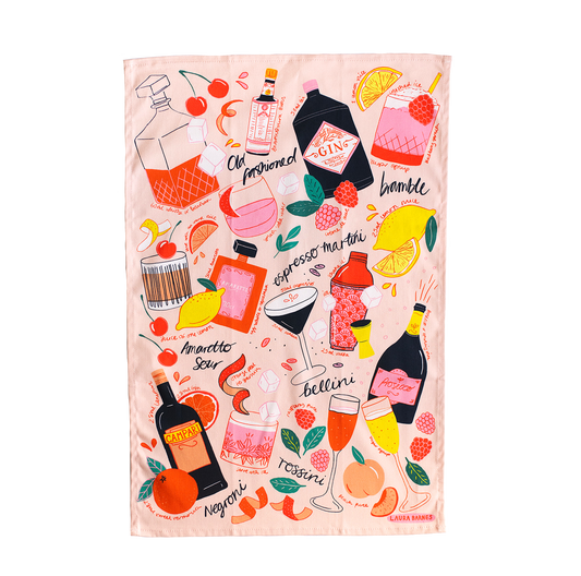 Cocktail Party Organic Cotton Tea Towel
