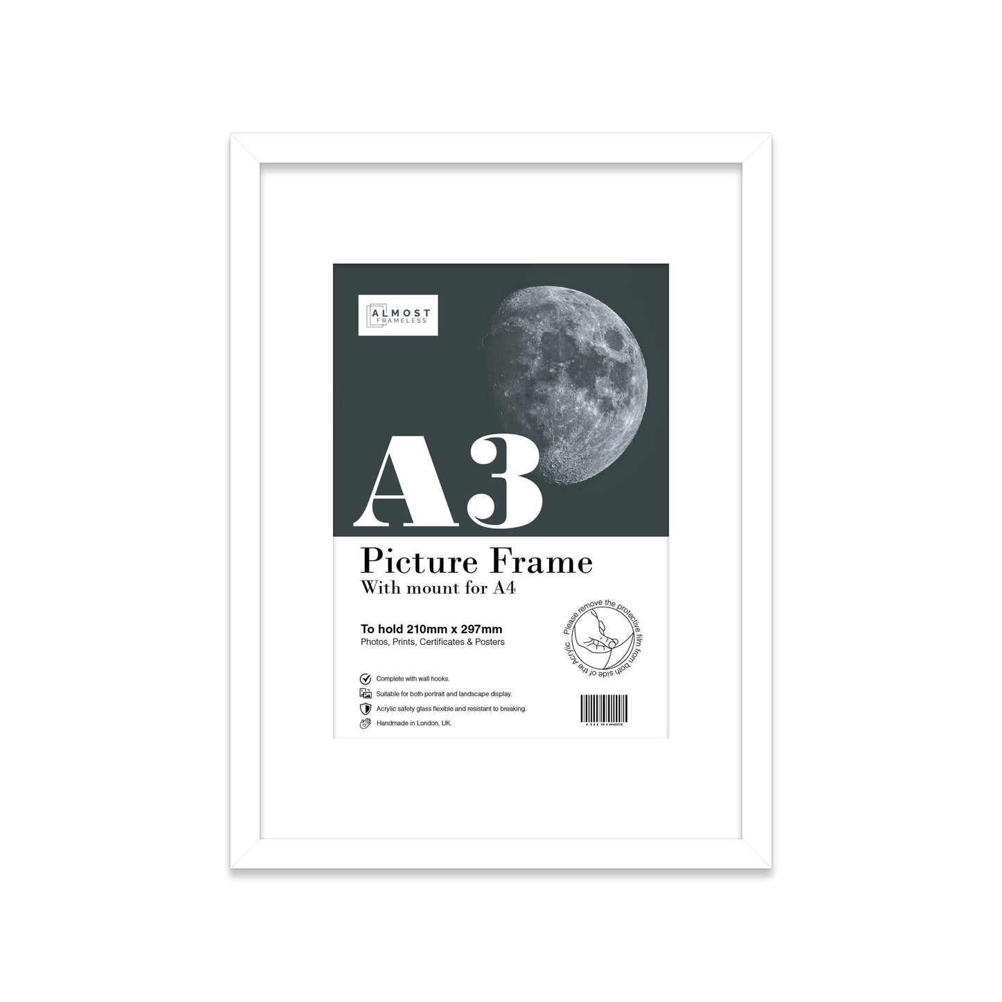 White A3 Picture Frame With mount for A4