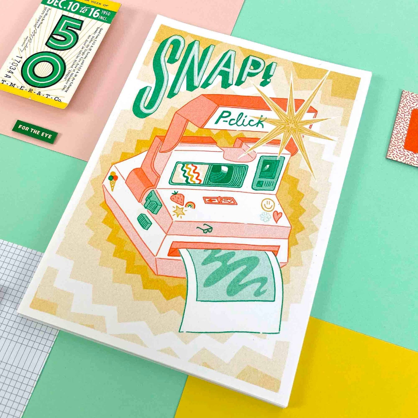 Snap! Polaroid Camera Risograph A5 Print