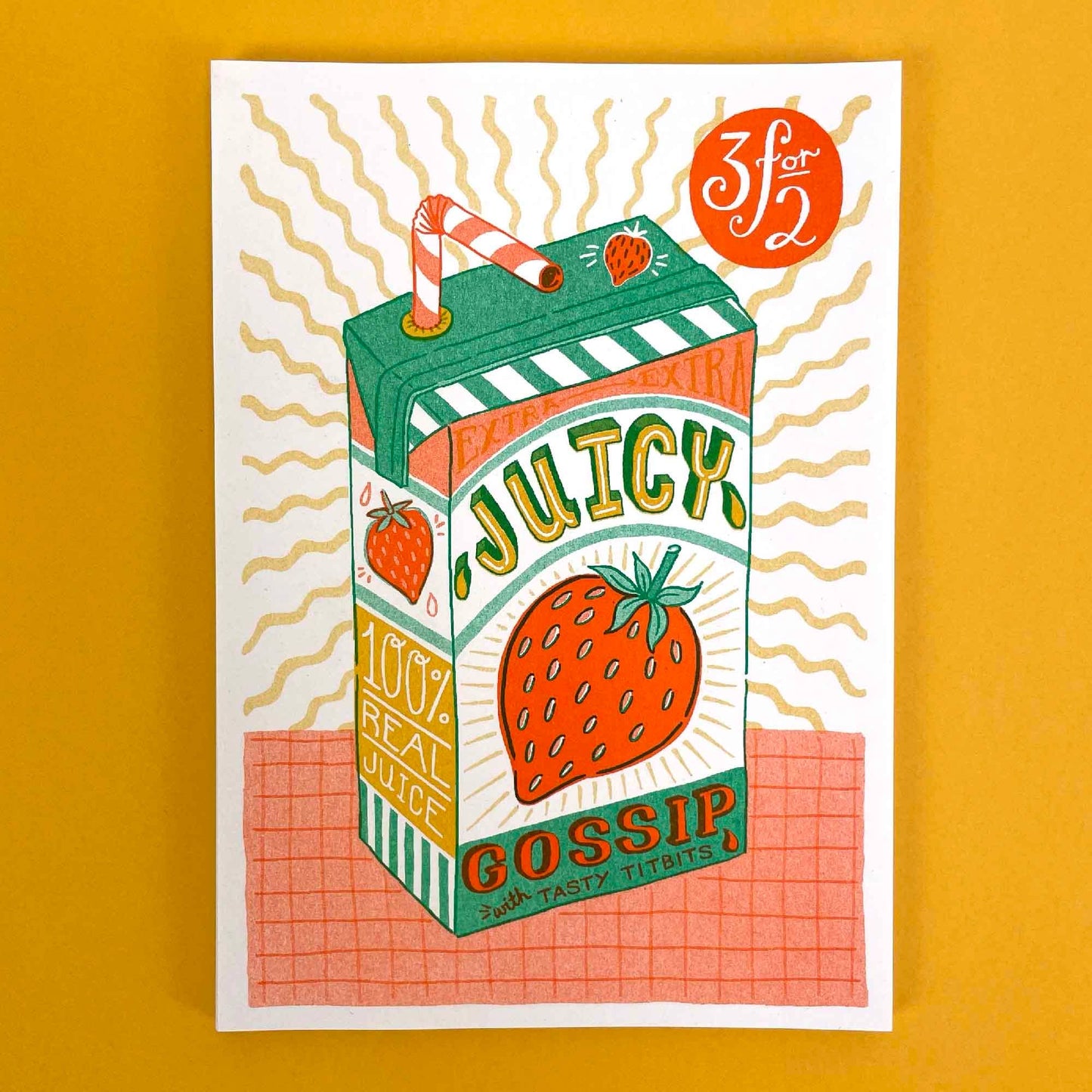 Juicy Gossip Risograph A5 Print