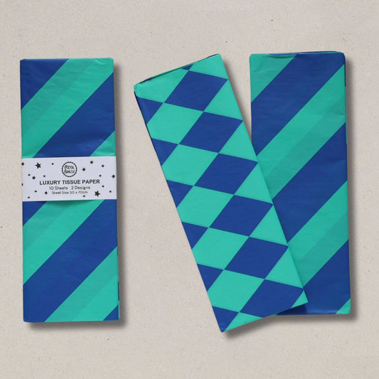 Cobalt Blue/Jade Luxury Patterned Tissue Paper Gift Wrap