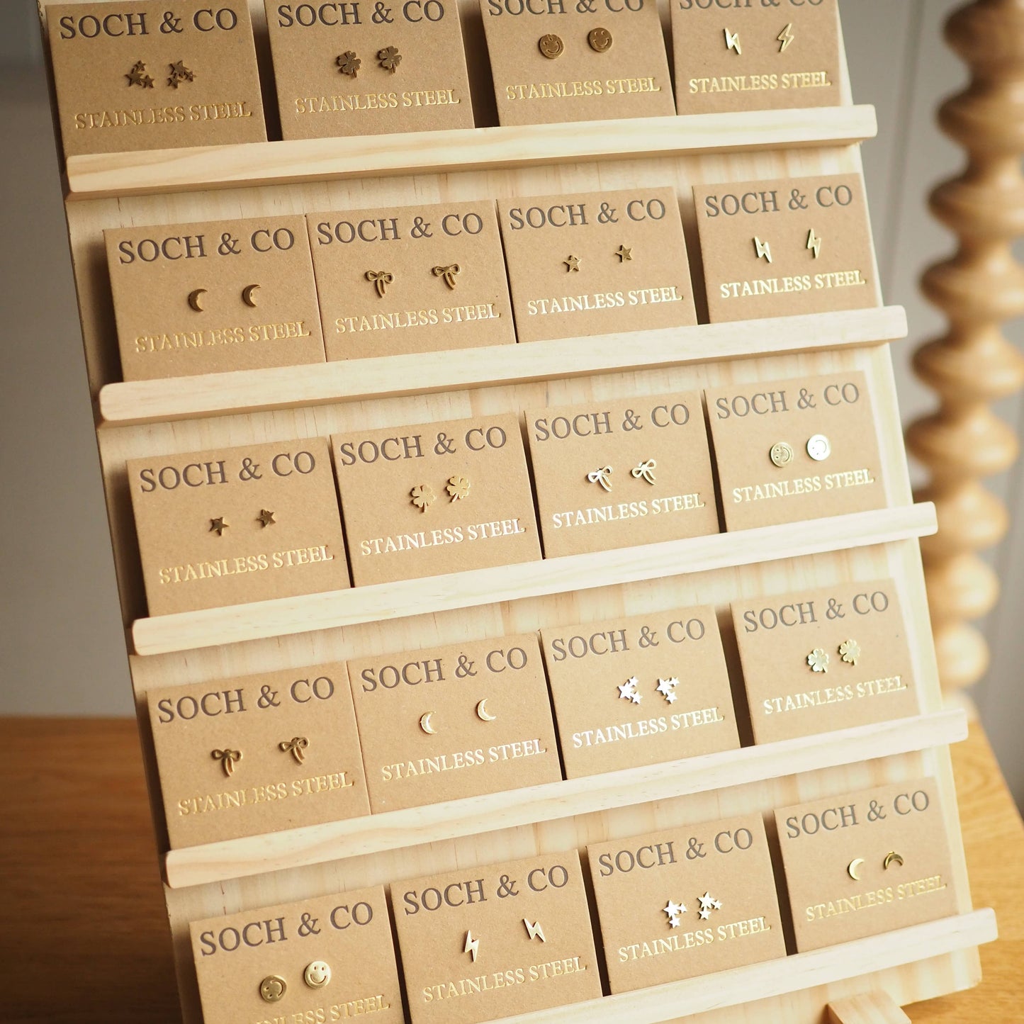 Gold stud earrings - various designs