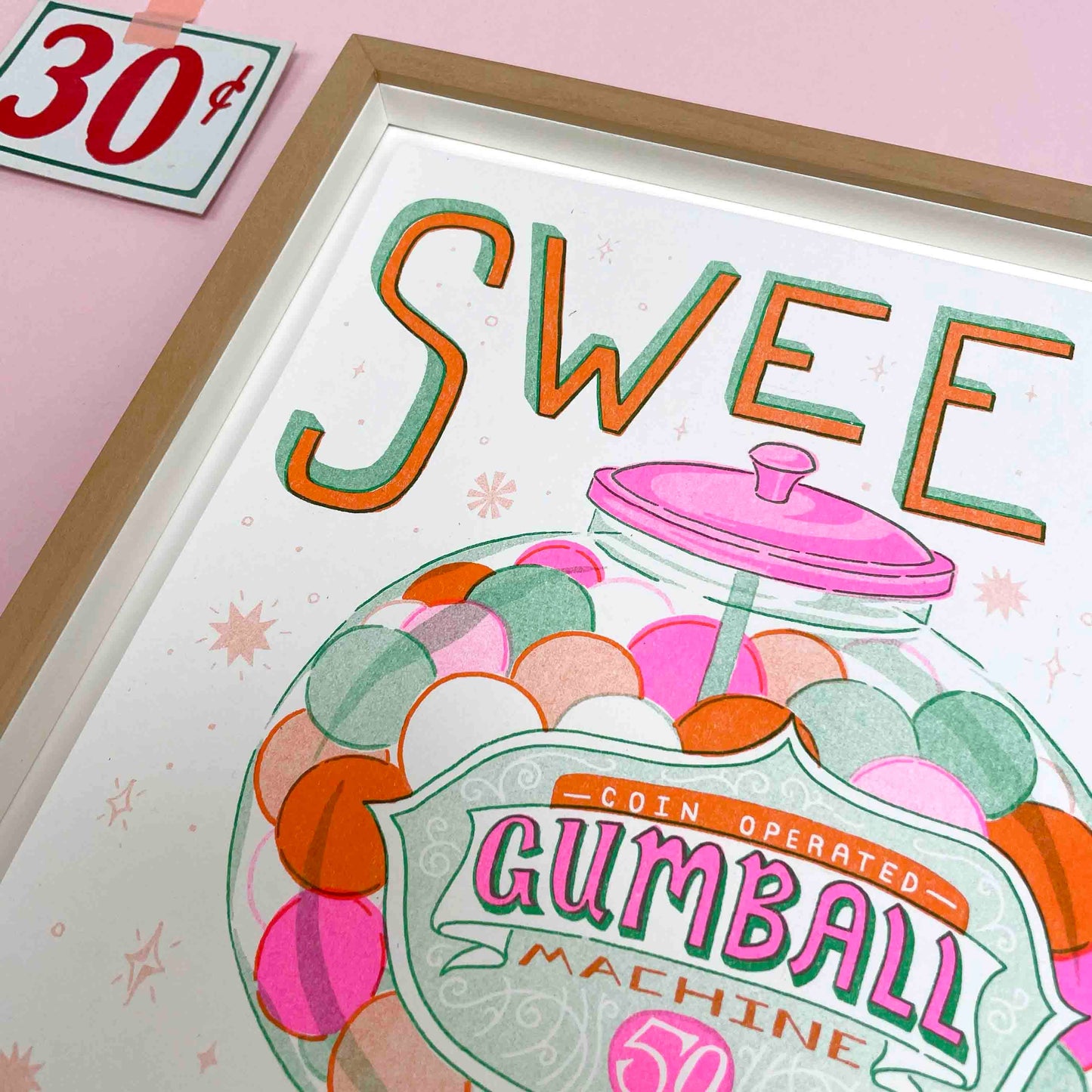 Sweet Gumball Machine Risograph A4 Print