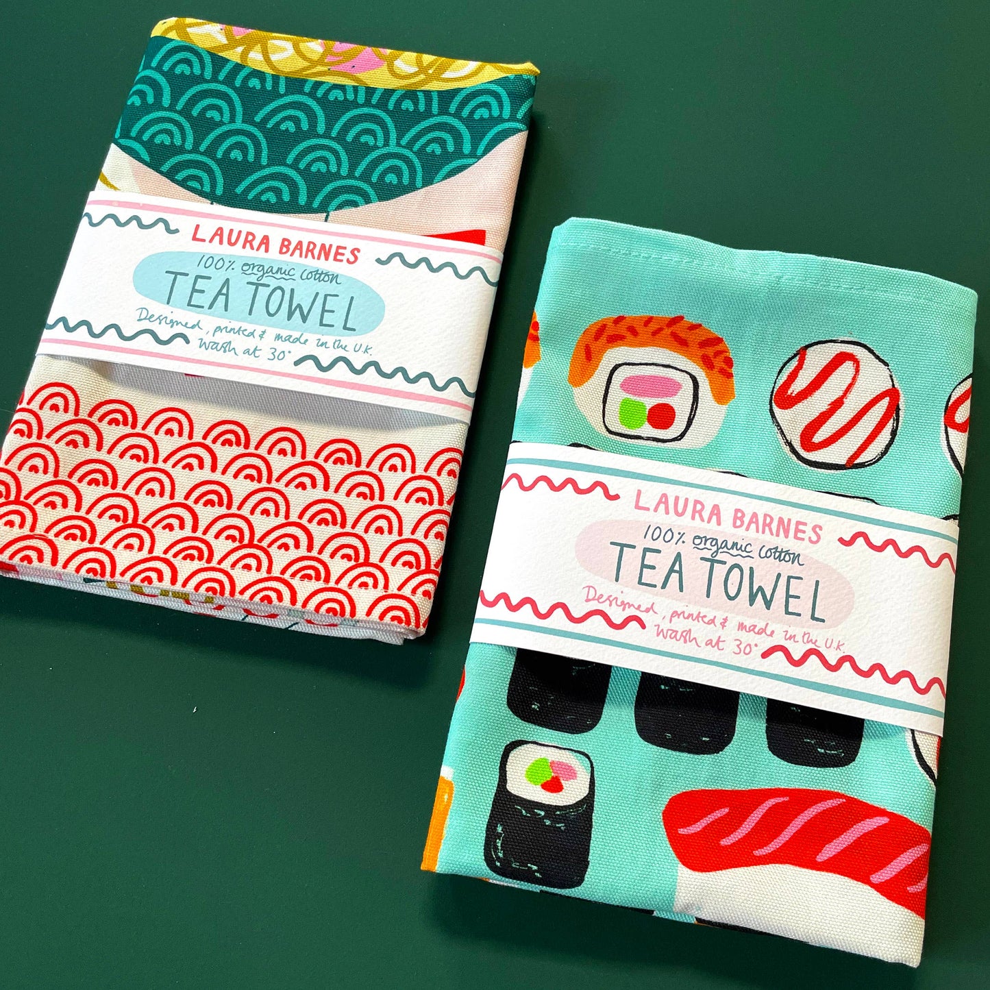Sushi organic cotton tea towel