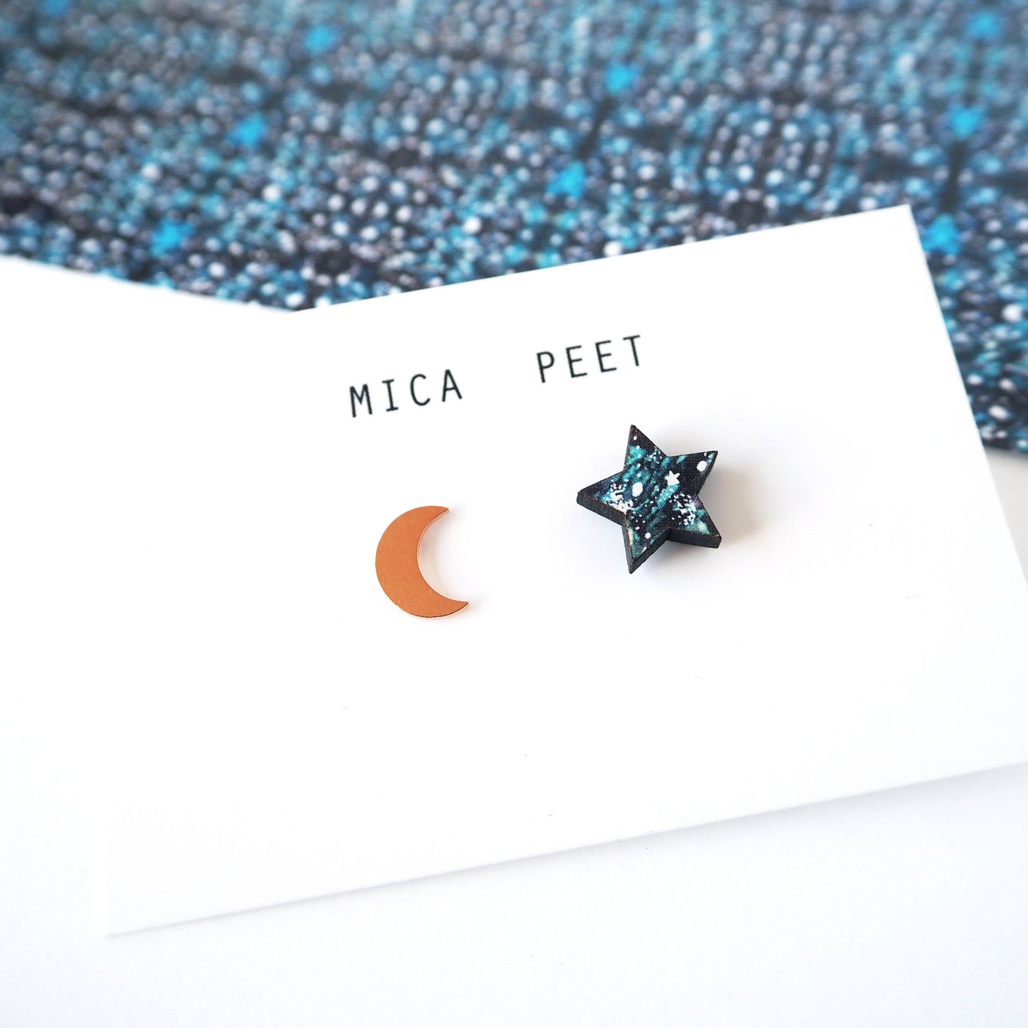 Moon & Star Stud Earrings - Gold, Silver & Rose Gold