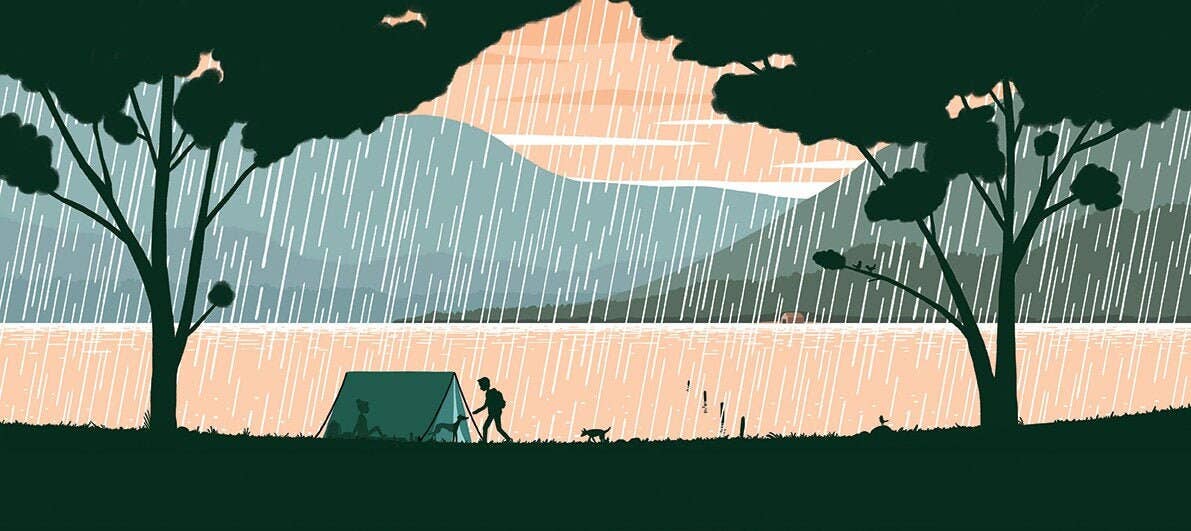 Lakeside Camping Giclee Print