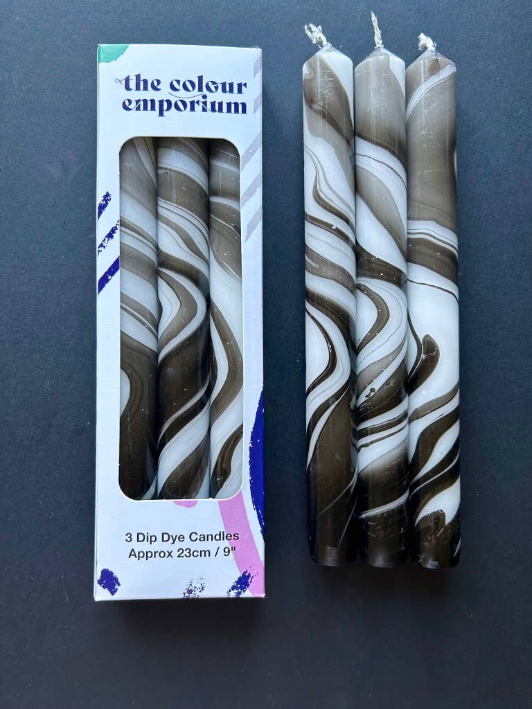 Midnight Marbled Dinner Candle Trio