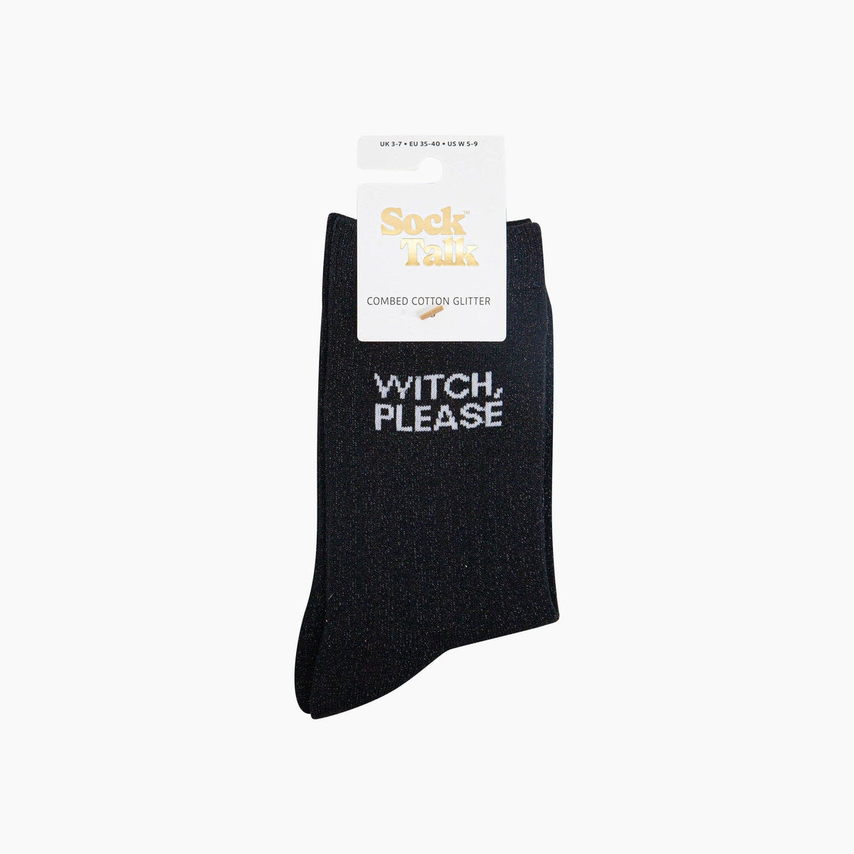 Witch Please Black Glitter Socks