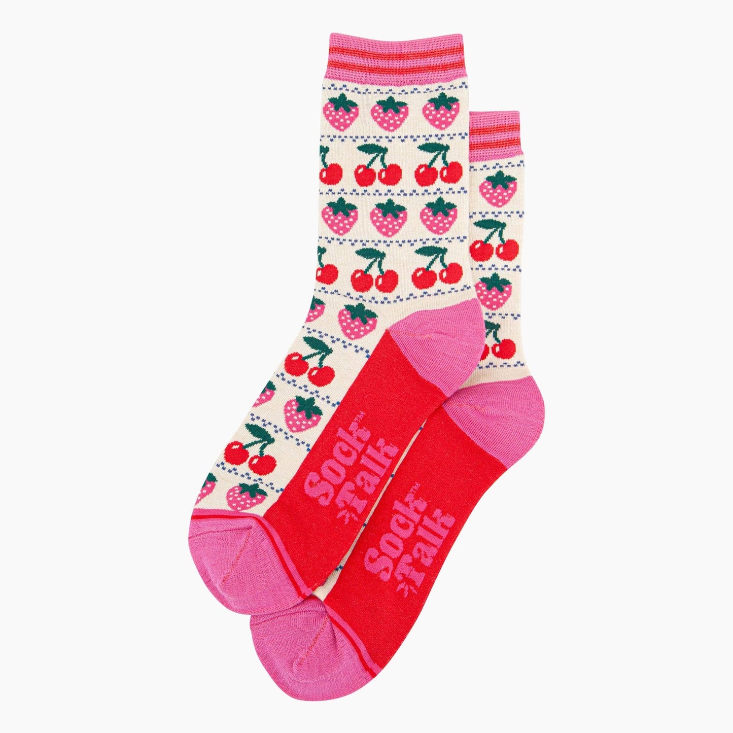 Strawberry Cherry Fair Isle Socks
