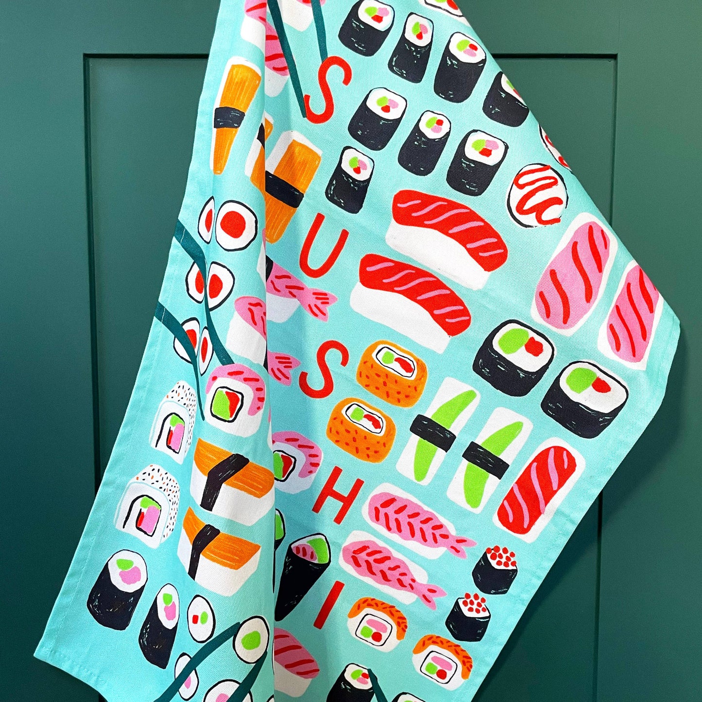 Sushi organic cotton tea towel