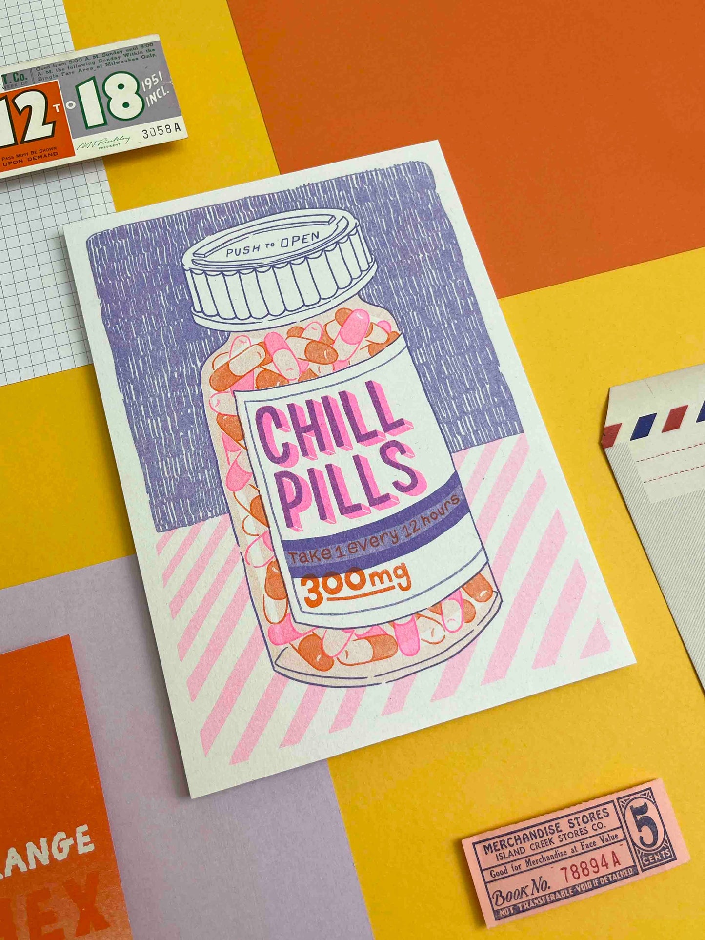 Chill Pills Riso A5 Print