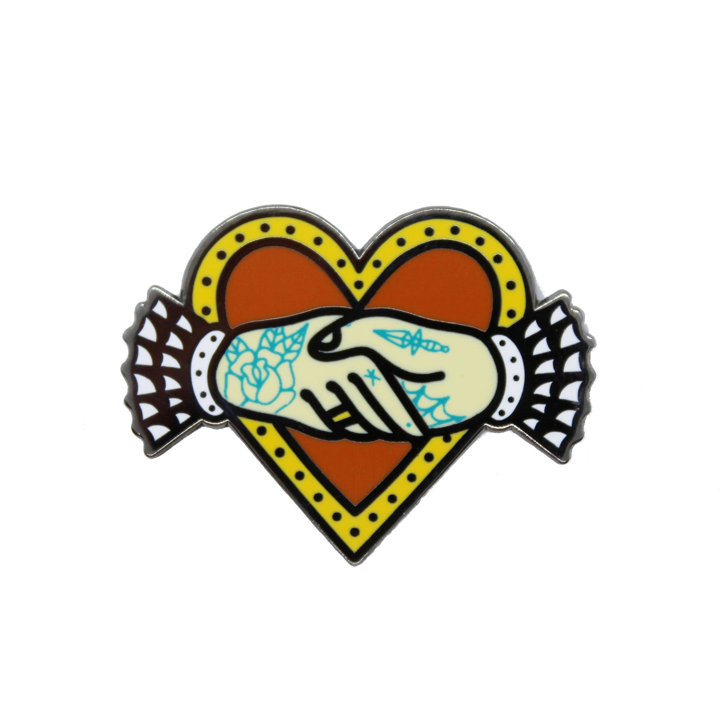 Shaking Hands Tattoo Hard Enamel Pin Badge