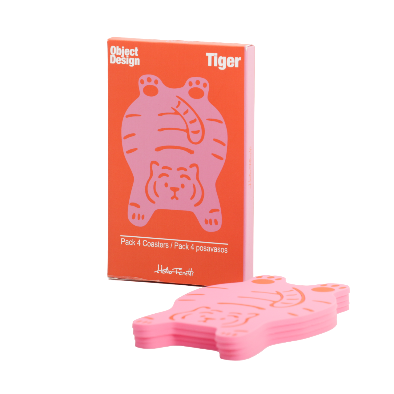 Tiger Coasters - Pink - Set Of 4
