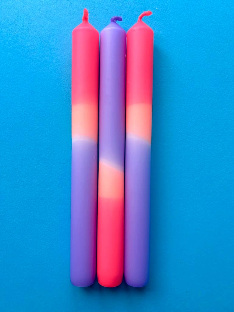 Tutti Frutti Dip Dye Dinner Candles Trio
