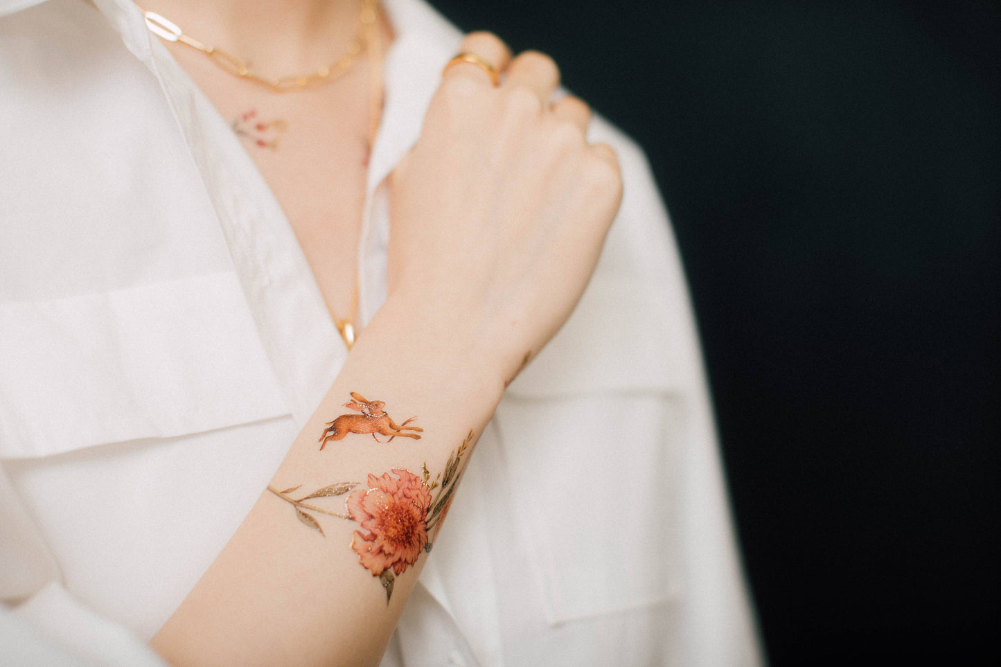 Roses & Rabbits Temporary Tattoo Stickers