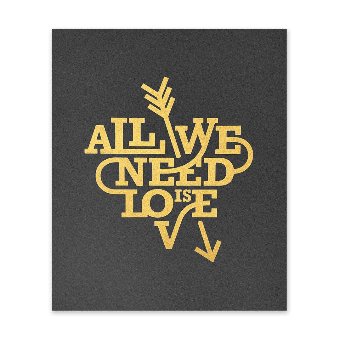 All We Need Is Love Gold Riso Print (12x10)