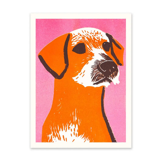 Mid Century Border Terrier Riso Print