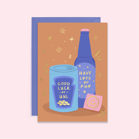 Good Luck At Uni Card | Gold Foil Good Luck Card