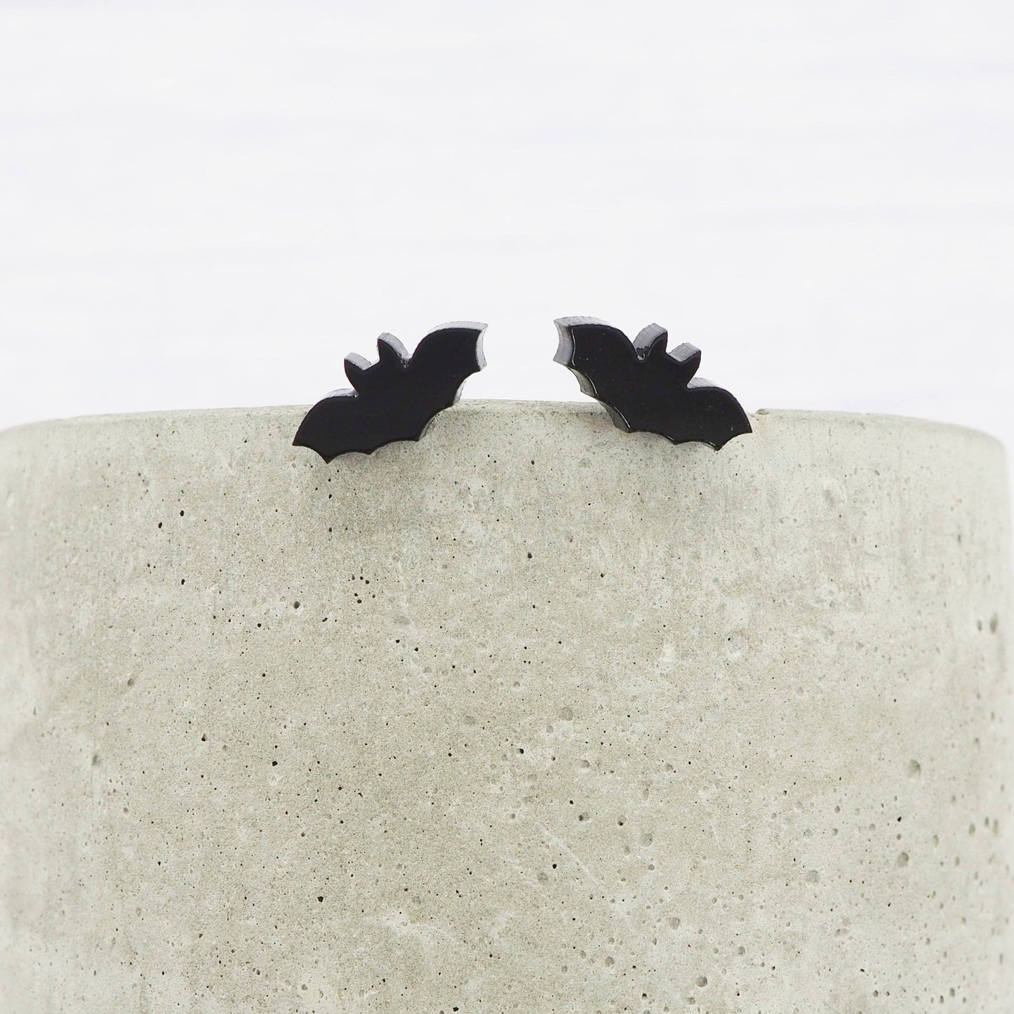 Tiny Black Bat Halloween Stud Earrings