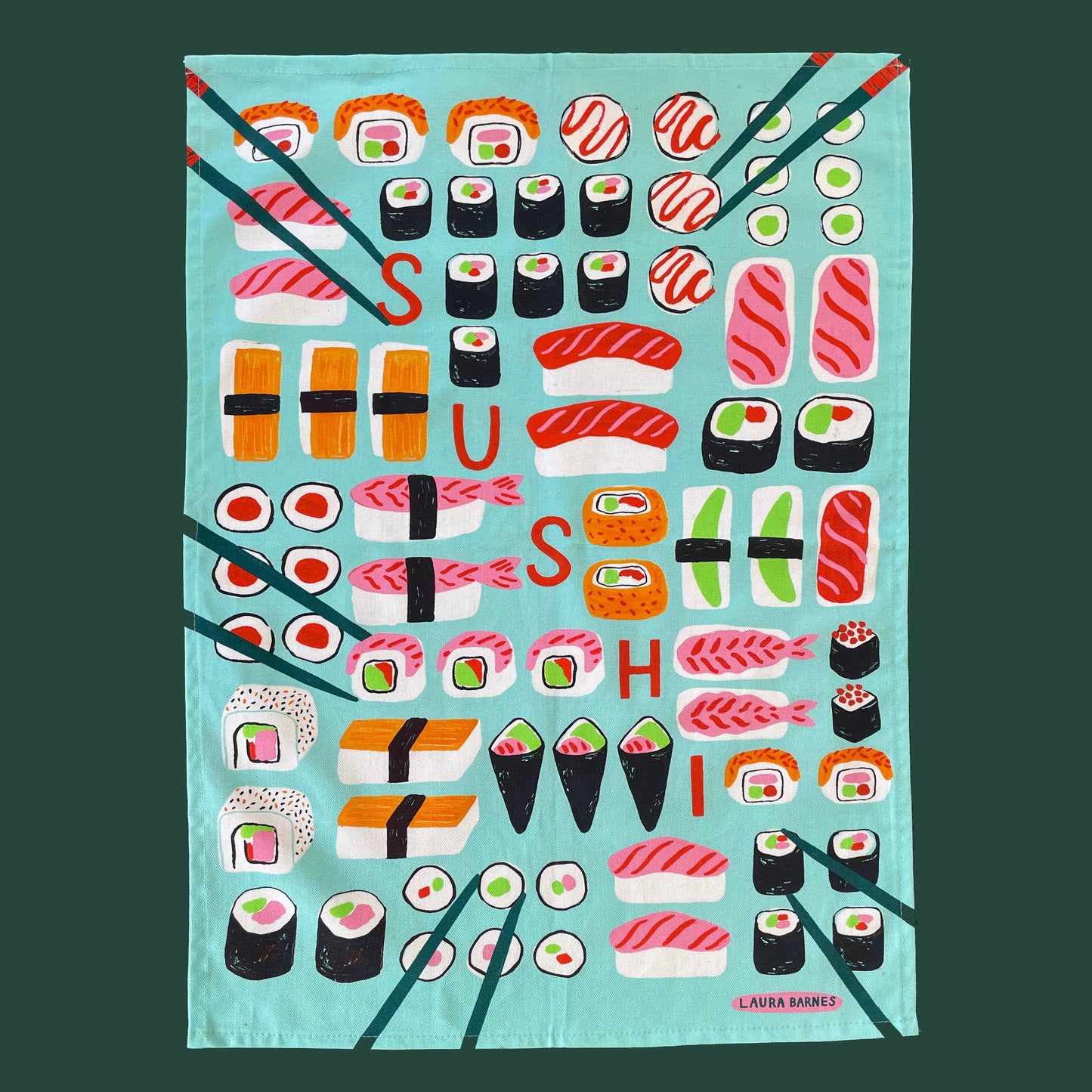 Sushi organic cotton tea towel