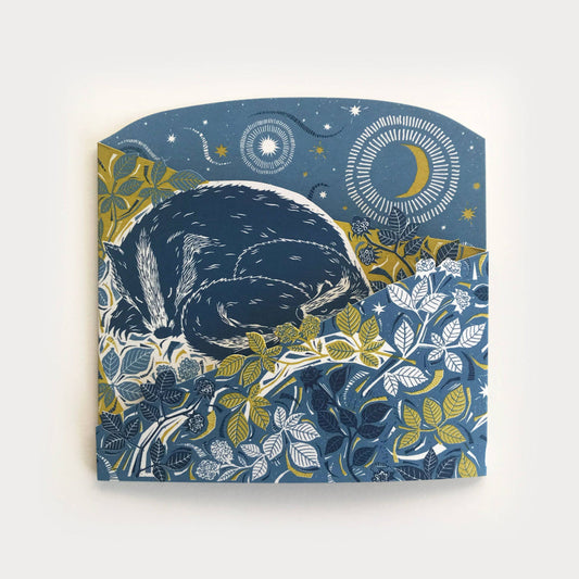 concertina greetings card with a badger design