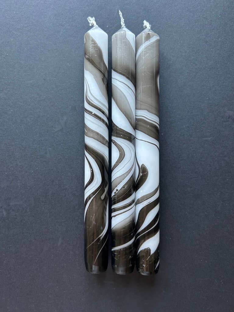 Midnight Marbled Dinner Candle Trio