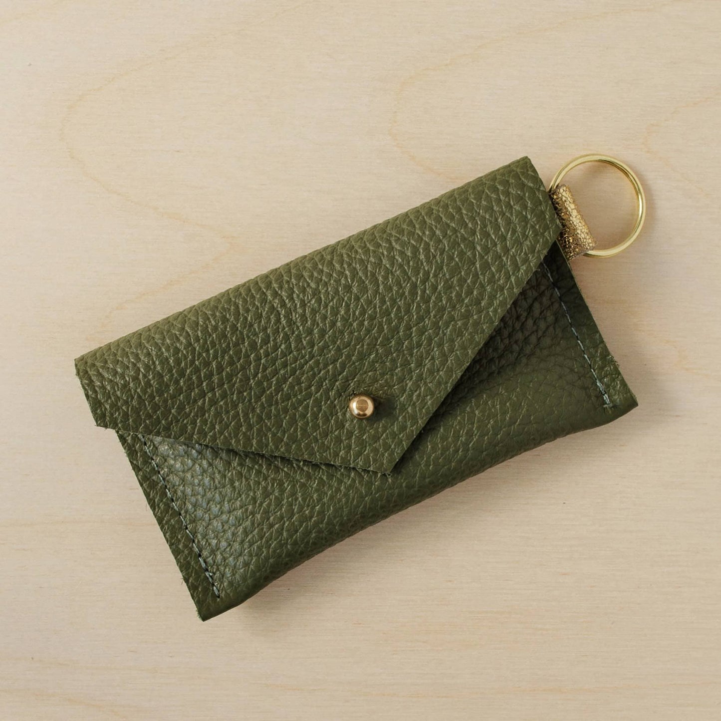 Olive Leather Keyring Card Holder