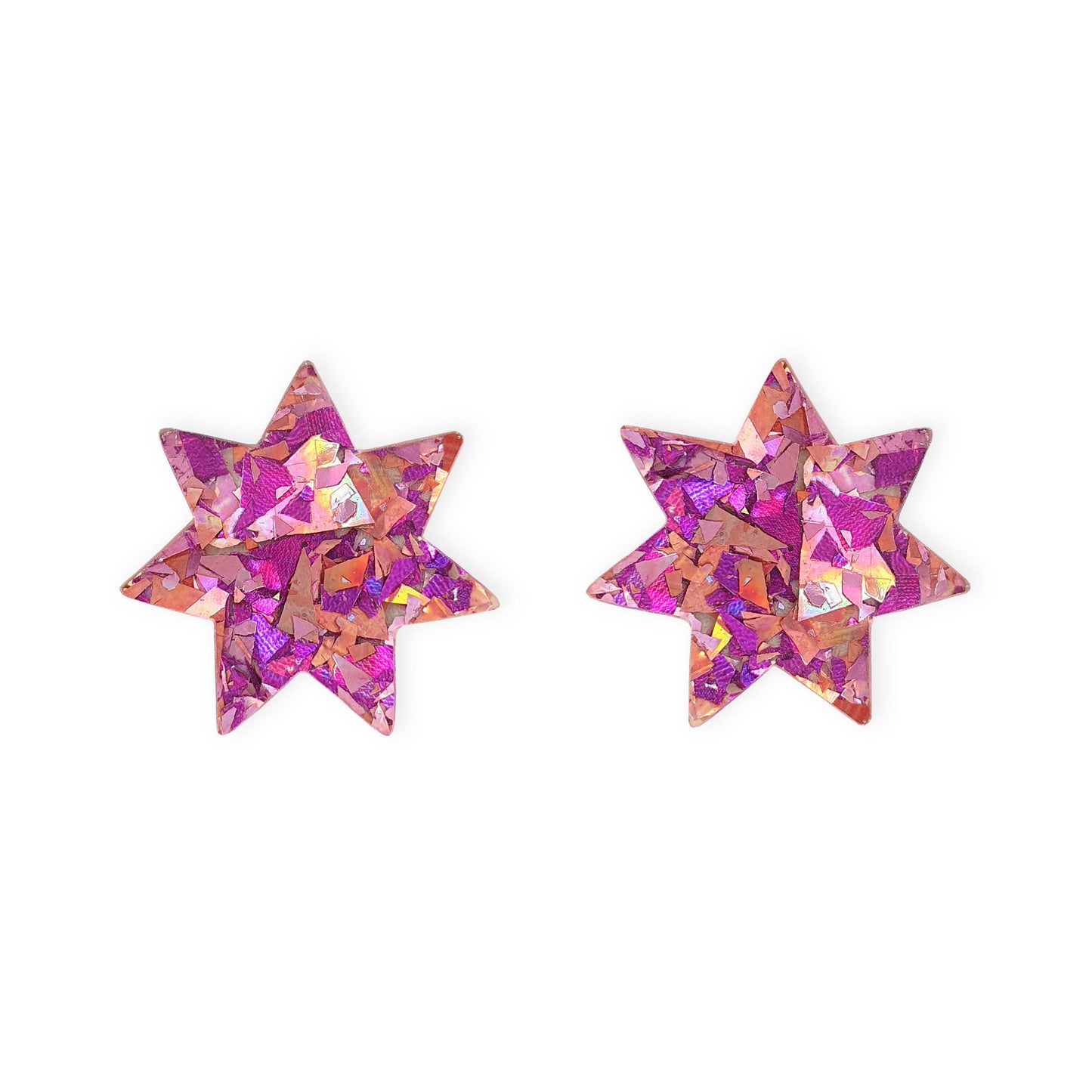 Star Small Stud Earrings in Purple Sparkle
