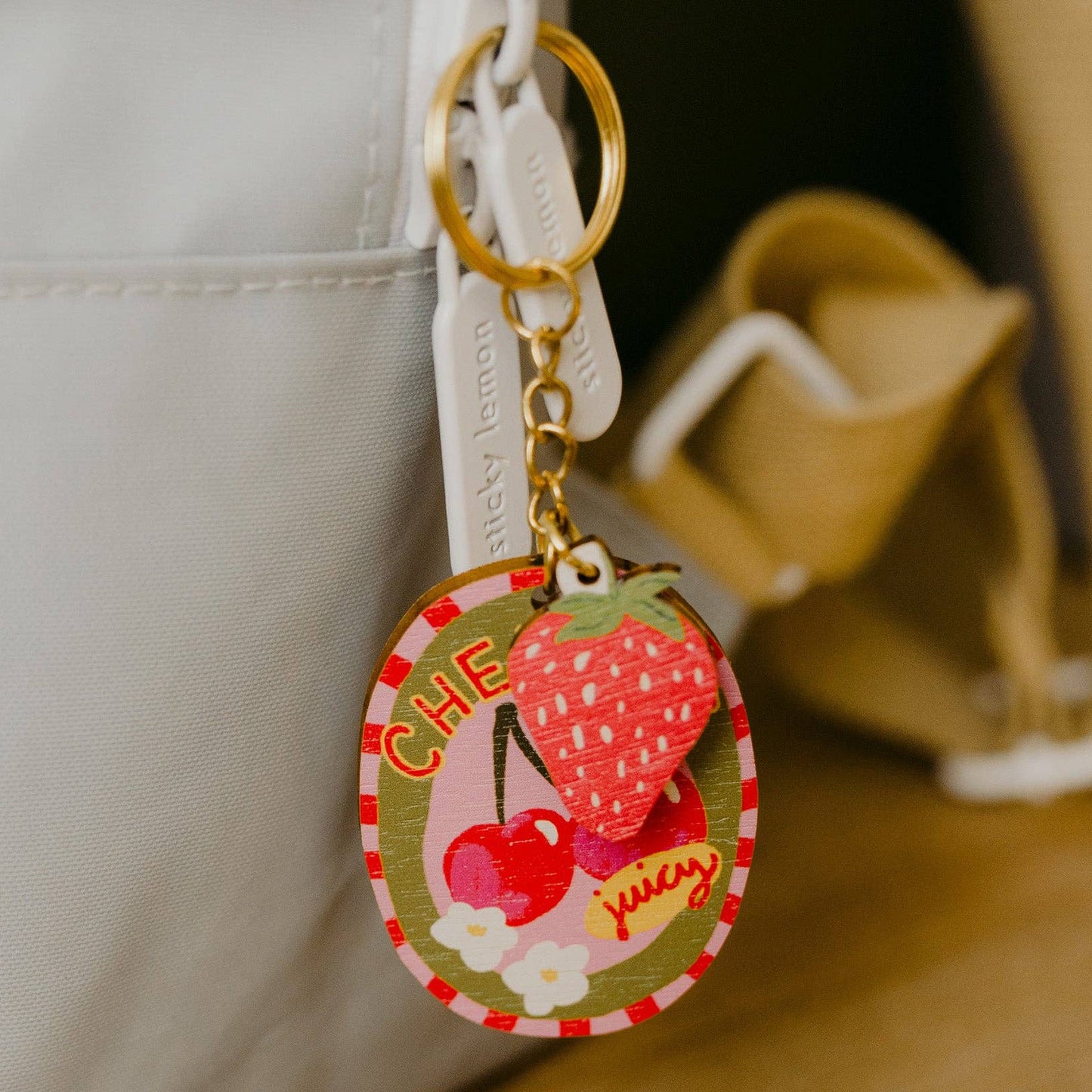 Cherries sticker charm keychain