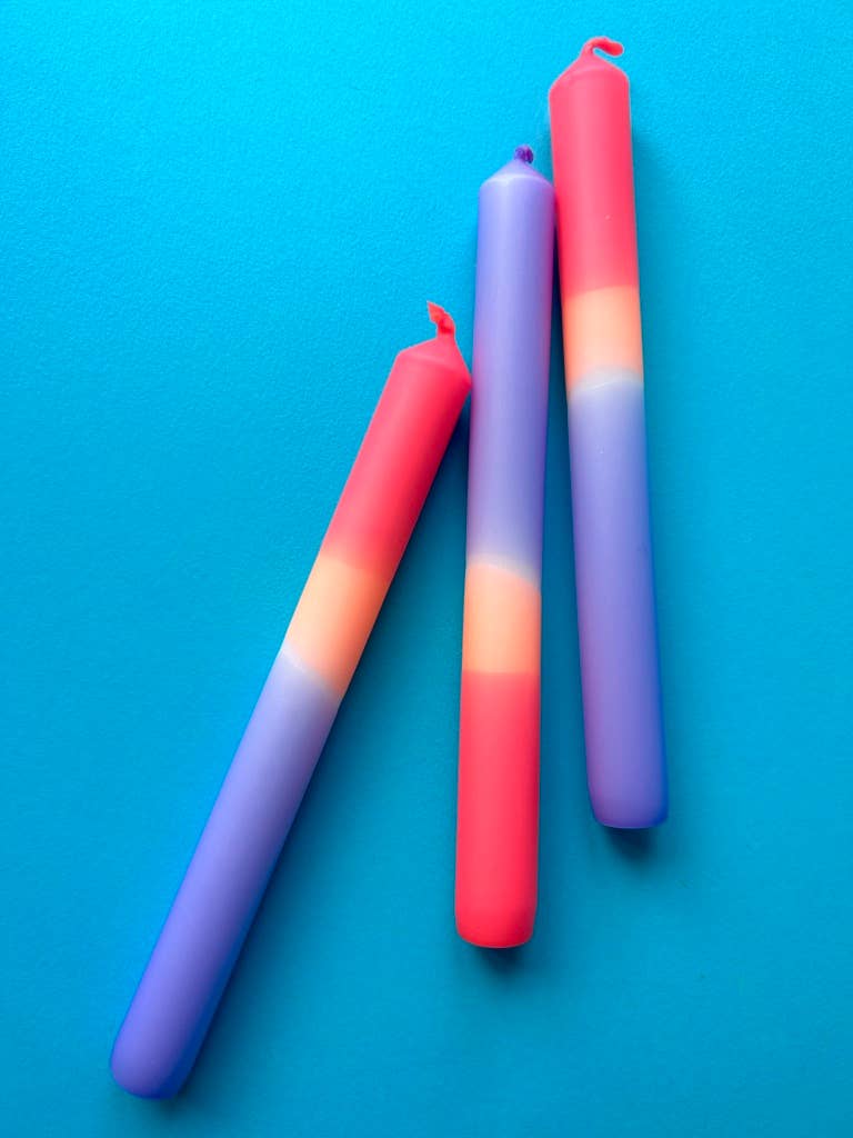 Tutti Frutti Dip Dye Dinner Candles Trio