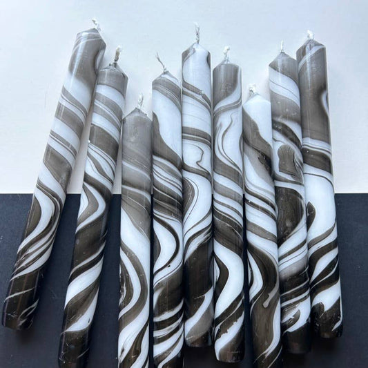 Midnight Marbled Dinner Candle Trio