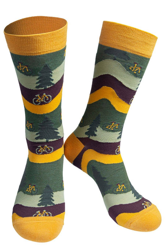 Mens Bamboo Socks Camping Novelty Socks Hiking Walking Musta