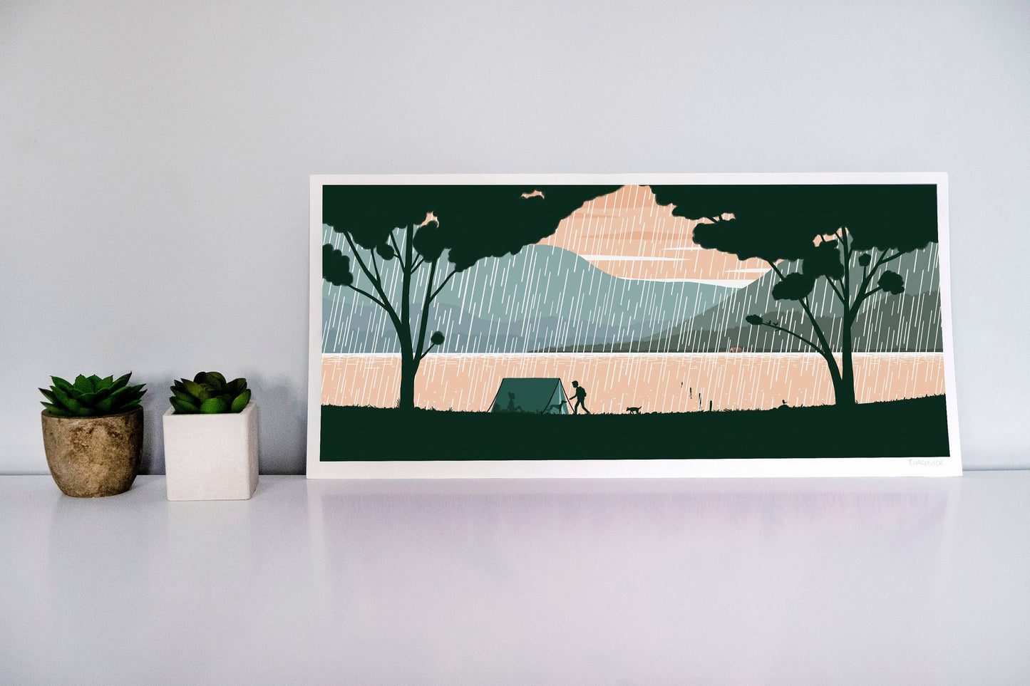 Lakeside Camping Giclee Print