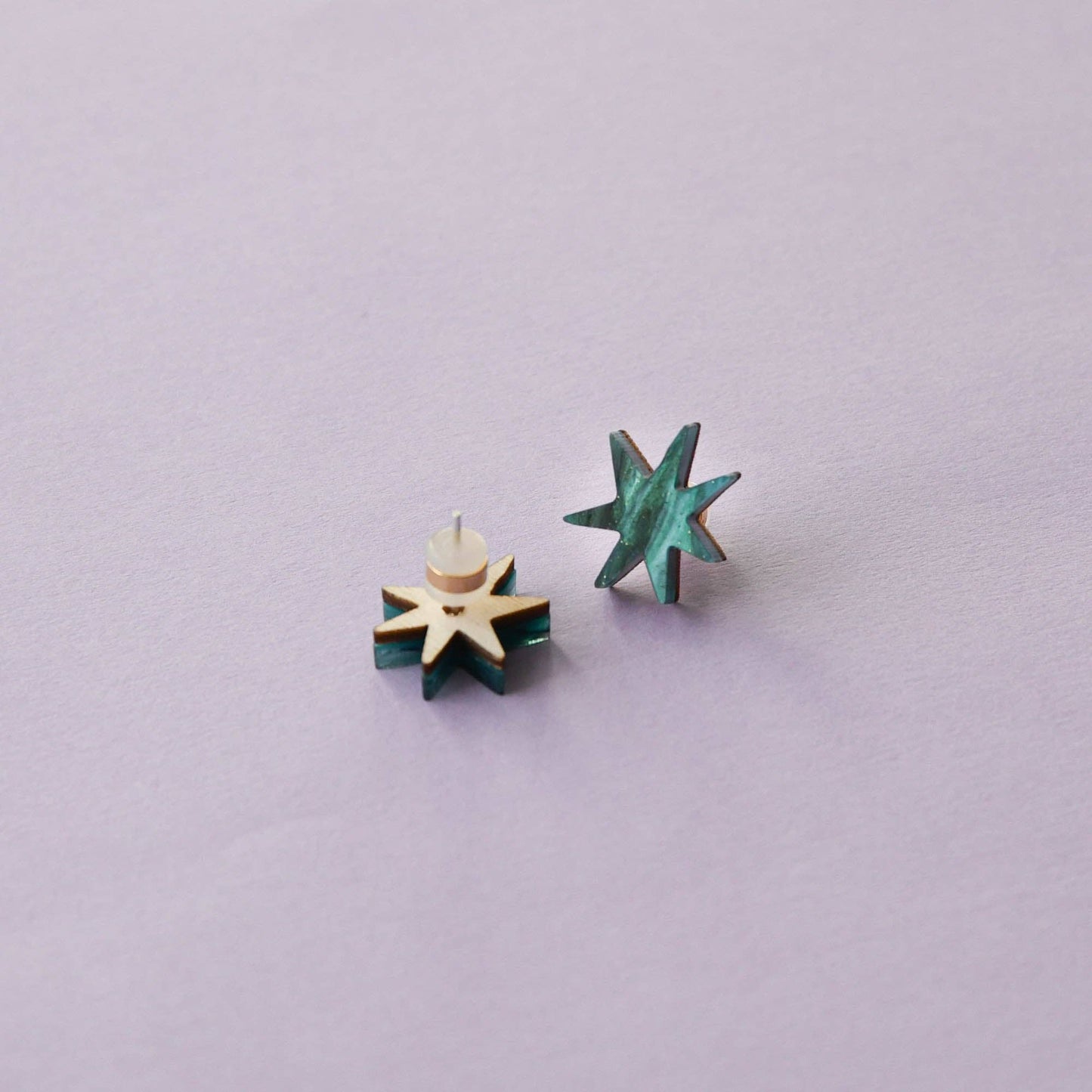 Marble Lilac Hand Drawn Star Studs