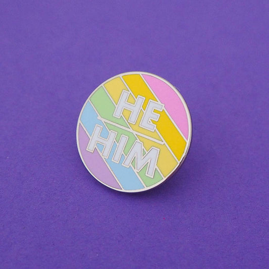 He/Him Enamel Pronoun Pin