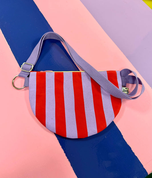 Lilac and Red Stripes Crossbody bag