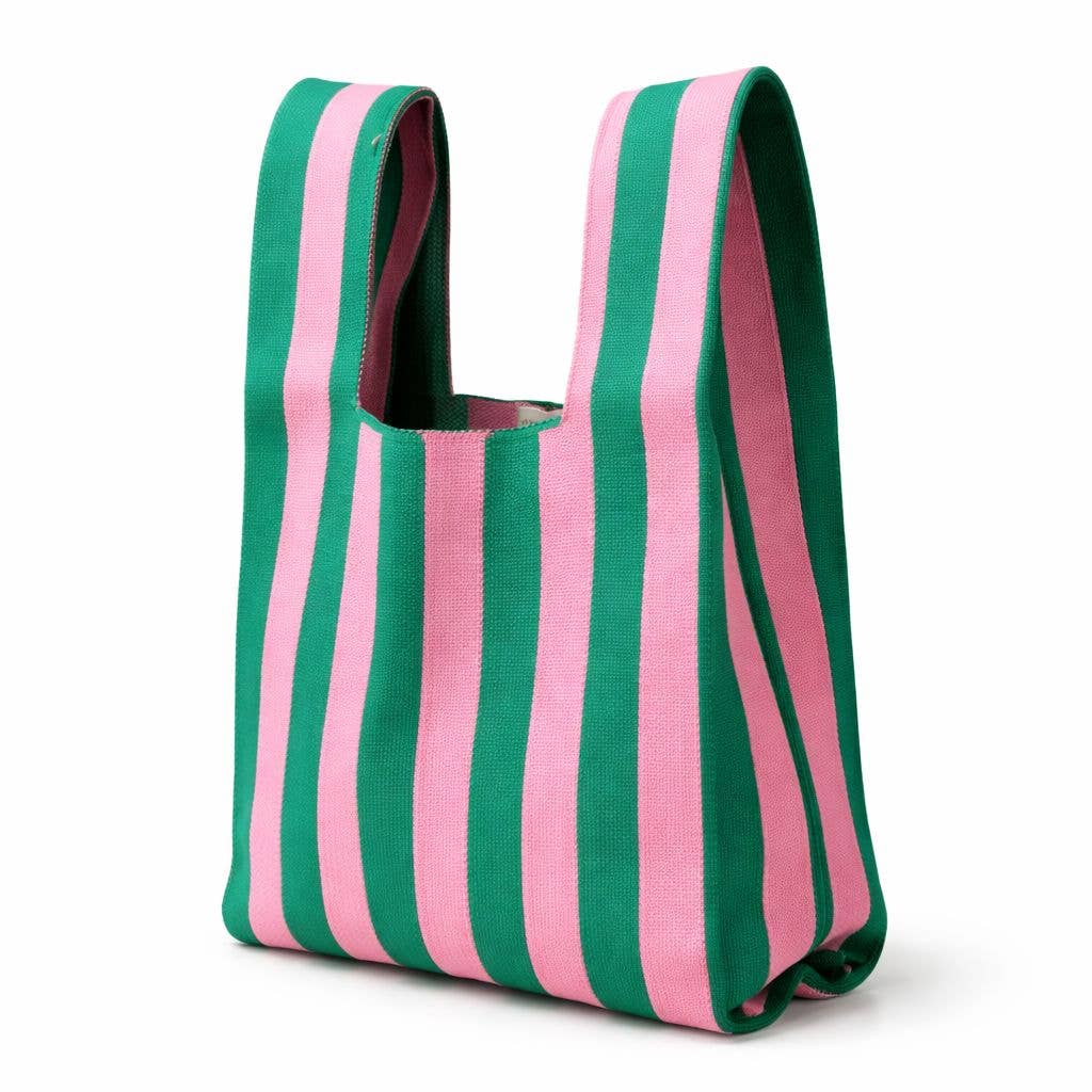 Red and PinkCandy Stripe - Knitted Bag