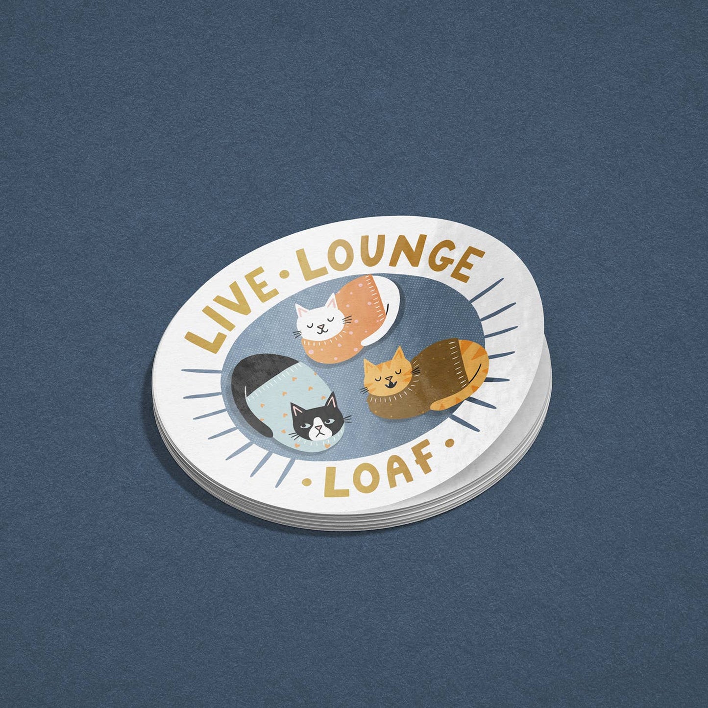 Live, Lounge, Loaf - Cat Vinyl Sticker
