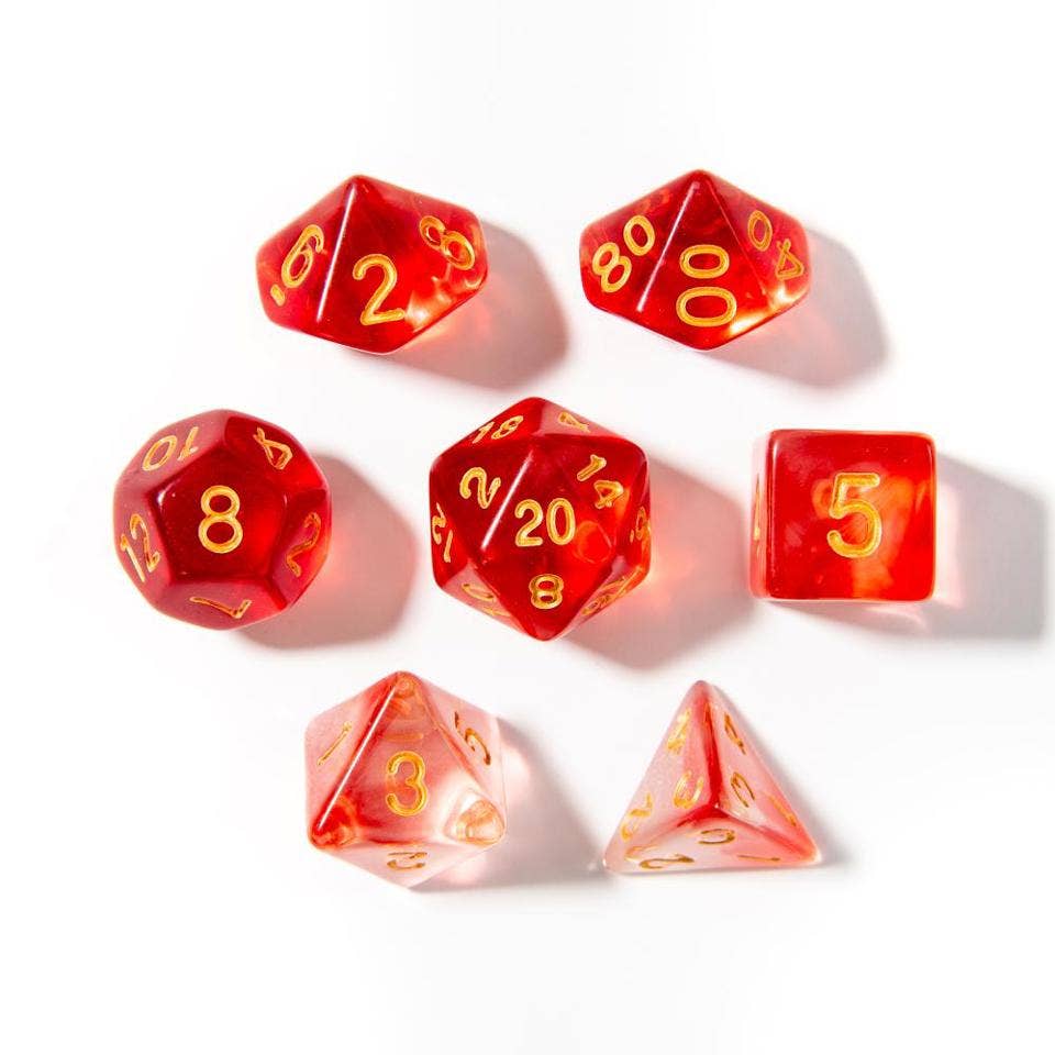 Phoenix Flame | Acrylic Dice | 7-Polyhedral Set