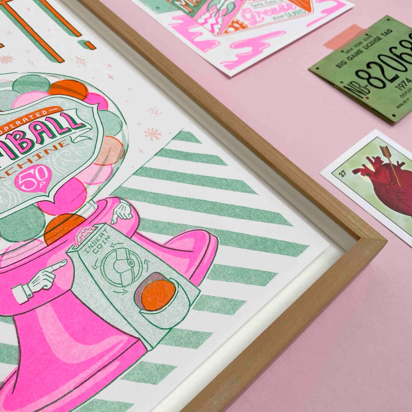Sweet Gumball Machine Risograph A4 Print