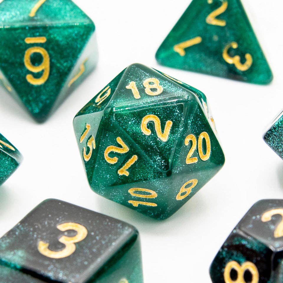 Emerald Night Acrylic Dice - 7 Piece Set